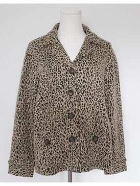 Laura Ashley Petite Leopard Print Jacket Women’s PL Vintage Button Front